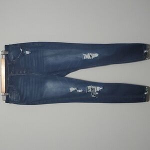 Vanilla Star Button Fly High Rise Blue jeans women's size 11 Factory Distressed